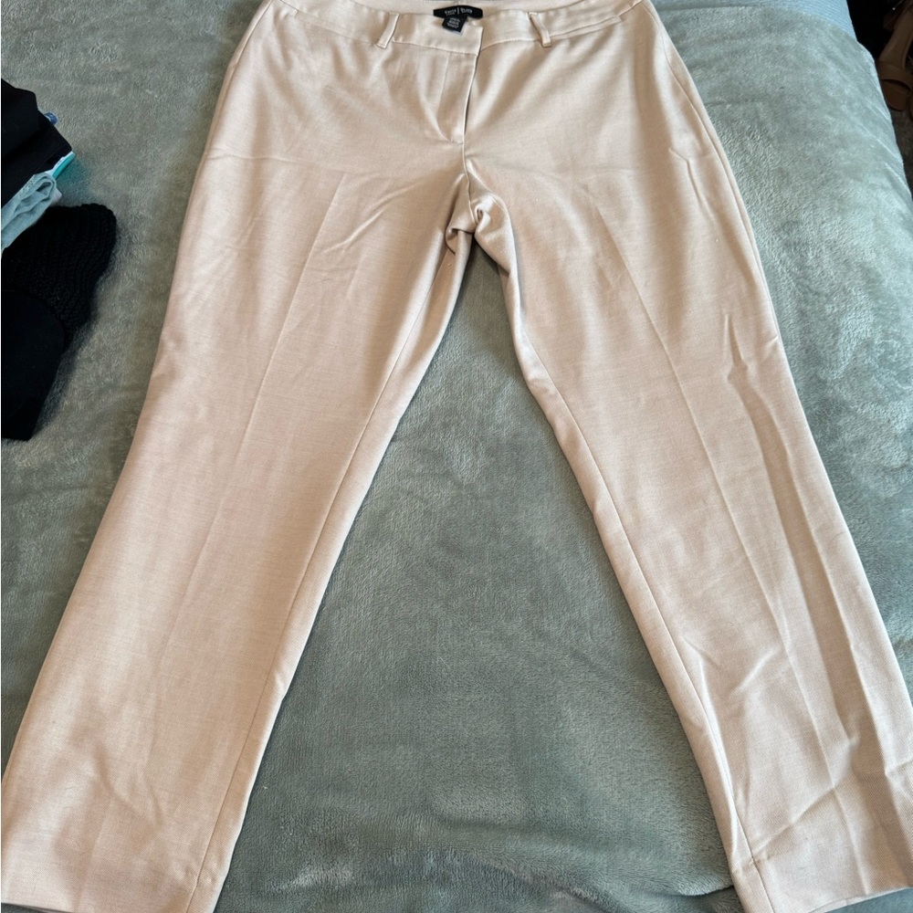 White House Black Market Beige Straight-Leg Pants